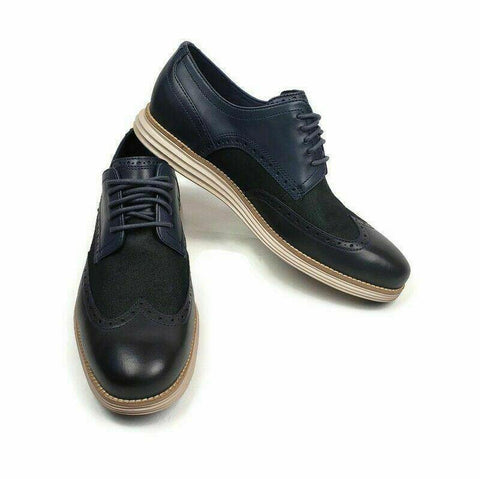 $150 NEW COLE HAAN MEN ORIGINAL GRAND WING TOP BLUE OXFORD LEATHER SHOES 10.5 US - evorr.com