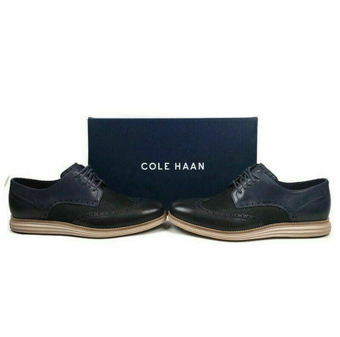 $150 NEW COLE HAAN MEN ORIGINAL GRAND WING TOP BLUE OXFORD LEATHER SHOES 10.5 US - evorr.com