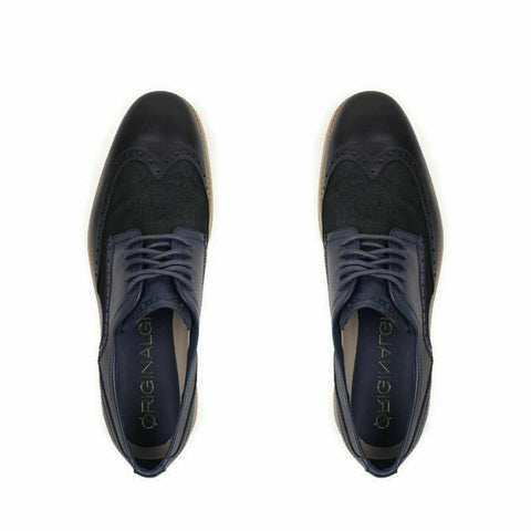 $150 NEW COLE HAAN MEN ORIGINAL GRAND WING TOP BLUE OXFORD LEATHER SHOES 10.5 US - evorr.com