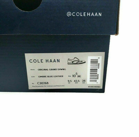 $150 NEW COLE HAAN MEN ORIGINAL GRAND WING TOP BLUE OXFORD LEATHER SHOES 10.5 US - evorr.com