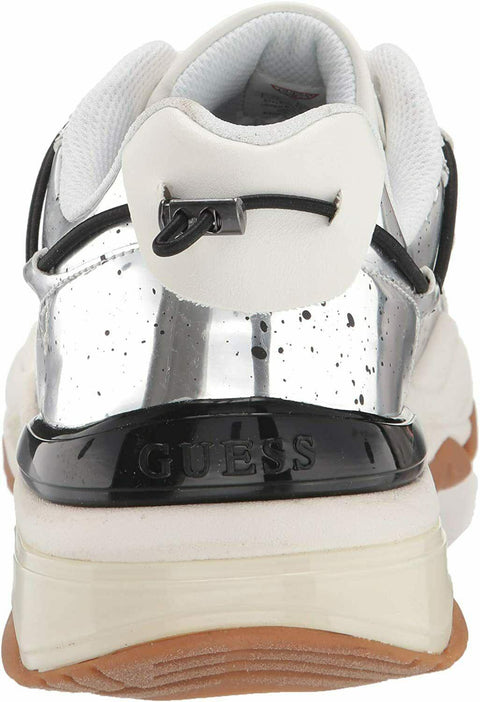 $100 NEW Guess Mens FIBTAN Sneakers White SILVER Lace Up Shoes Size 10.5 M - evorr.com