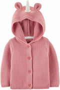 Carters Baby Girls Unicorn Hooded Cardigan Pink Button Sweater SIZE NB NewBorn