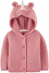 Carters Baby Girls Unicorn Hooded Cardigan Pink Button Sweater SIZE 9 Months