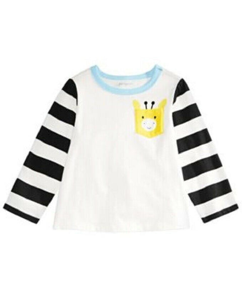 First Impressions Baby Boys Giraffe Pocket T-Shirt White Striped Long-Sleeve 2T