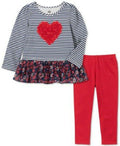 KIDS HEADQUARTERS Baby Girls 2 PC Blue Striped Heart Legging SET Size 24 Months - evorr.com