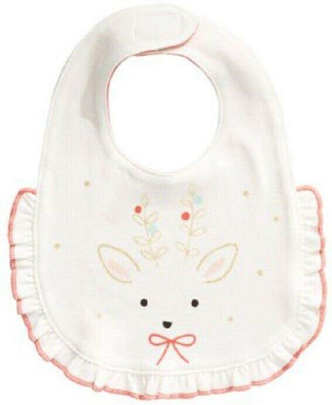 New First Impressions Baby Girls Reindeer Bib White Pink Size One - evorr.com