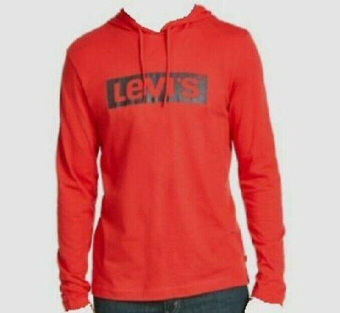 New LEVI'S Men's Long Sleeve Graphic Logo Hoodie T Shirt Red Pullover Size XL - evorr.com