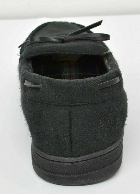 Gold Toe Men Fleece Shearling Lined Slip-On Moccasin Slippers Loafer Black M 9 - evorr.com