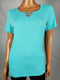 New Karen Scott Women's Short Sleeve Cut Out Studded Aqua Blue Blouse Top Size S - evorr.com