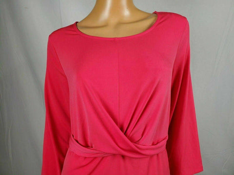 Alfani Women's Scoop-Neck 3/4 Sleeves Knitted Cross Front Tunic Top Pink Plus 2X - evorr.com