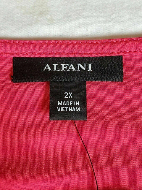 Alfani Women's Scoop-Neck 3/4 Sleeves Knitted Cross Front Tunic Top Pink Plus 2X - evorr.com