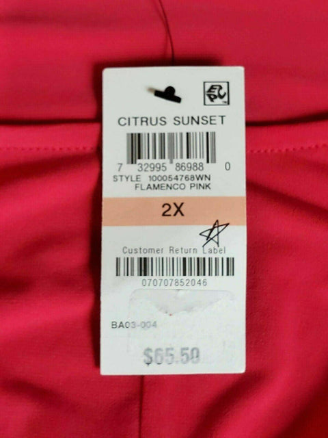 Alfani Women's Scoop-Neck 3/4 Sleeves Knitted Cross Front Tunic Top Pink Plus 2X - evorr.com