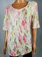 Karen Scott Women's Elbow Sleeve V-Neck Poetic Wash Printed Blouse Top Plus 0X - evorr.com