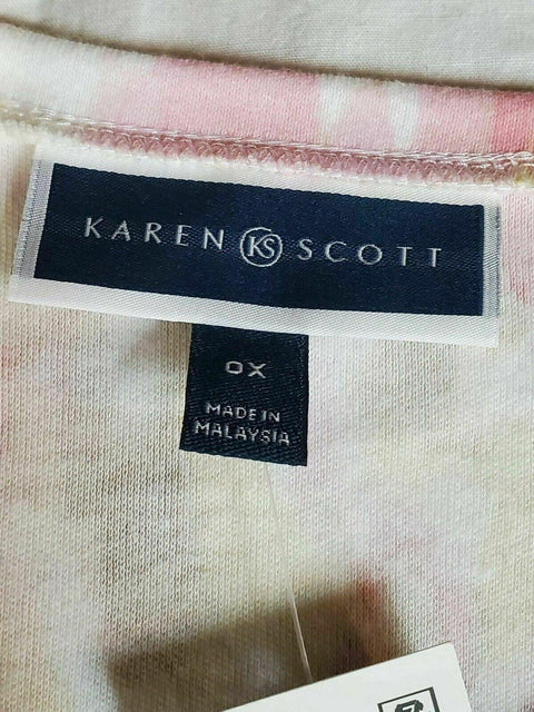 Karen Scott Women's Elbow Sleeve V-Neck Poetic Wash Printed Blouse Top Plus 0X - evorr.com