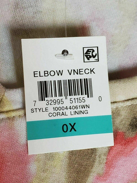 Karen Scott Women's Elbow Sleeve V-Neck Poetic Wash Printed Blouse Top Plus 0X - evorr.com