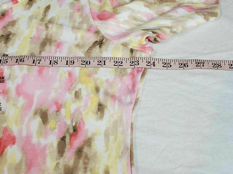 Karen Scott Women's Elbow Sleeve V-Neck Poetic Wash Printed Blouse Top Plus 0X - evorr.com