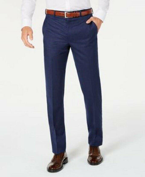 Lauren Ralph Lauren Mens Dress Pants Blue Flat-Front Straight-Leg Wool 44x30 - evorr.com
