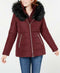 Maralyn & Me Women's Faux-Fur Trim Hooded Puffer Jacket Red Burgundy Size 2XL - evorr.com