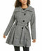 $159 NEW Madden Girl Women Belted Drama Skirted Coat Black Gray Plaids Size M - evorr.com