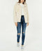 NEW JOUJOU Faux-Fur Cream White Winter Jacket Zip Pockets Coat Size L - evorr.com