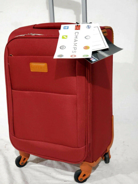 New CHAMPS CLASSIC 20" Expandable Spinner Luggage Carry On Red Suitcase - evorr.com