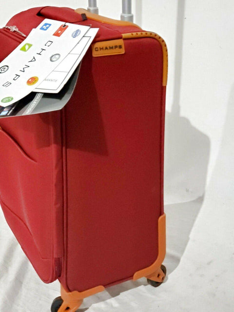 New CHAMPS CLASSIC 20" Expandable Spinner Luggage Carry On Red Suitcase - evorr.com