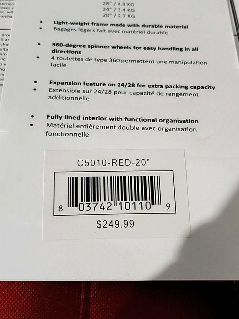 New CHAMPS CLASSIC 20" Expandable Spinner Luggage Carry On Red Suitcase - evorr.com