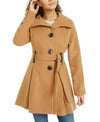 $159 NEW Madden Girl Women Belted Drama Skirted Coat Beige Camel Size L - evorr.com