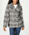 NEW Maralyn & Me Women Black Multi Plaid Double Breasted Jacket Pea Coat Size S - evorr.com