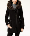 NEW Maralyn & Me Faux-Fur Hooded Jacket Coat Black Pockets Size S