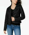 New Celebrity PINK Women Faux Leather Moto Jacket Black Zipper Pockets Size L