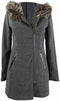 $119 NEW Maralyn & Me Faux-Fur Hooded Jacket Coat Charcoal Gray Size S