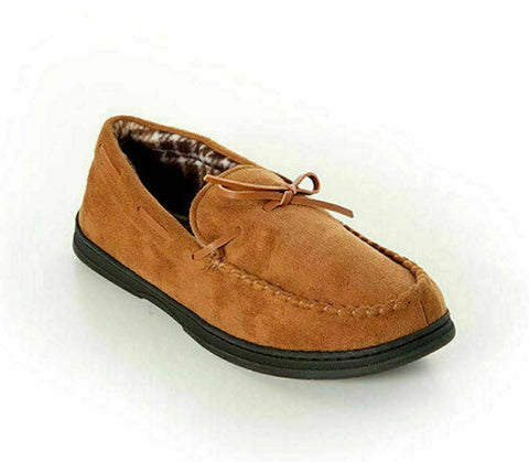 Gold Toe Men Beige Suede Fleece-Line Memory Foam Moccasins Shoe Loafers S 7-8