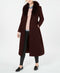 $440 NEW Forecaster Women Fox-Fur-Trim Belted Wrap Maxi Coat Jacket Wine Size 12