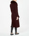 $440 NEW Forecaster Women Fox-Fur-Trim Belted Wrap Maxi Coat Jacket Wine Size 12