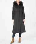 $560 NEW Forecaster Women's Fox-Fur-Trim Hooded Maxi Coat Jacket Black Size 2