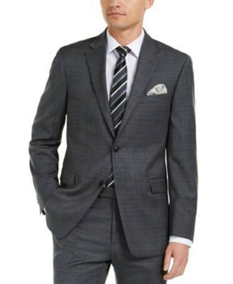 $450 NEW TOMMY HILFIGER Men Two Button Jacket Blazer Gray Plaids Coat Size 46R