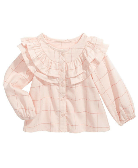 New First Impressions Baby Girls Cotton Ruffle-Trim Windowpane Top 12 Months
