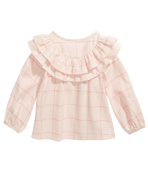 New First Impressions Baby Girls Cotton Ruffle-Trim Windowpane Top 12 Months