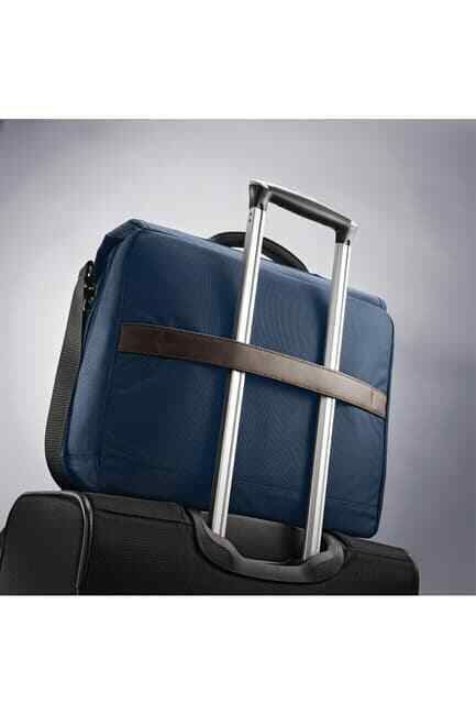 $230 Samsonite Kombi Flapover Legion Blue Nylon & Leather Briefcase Laptop Bag