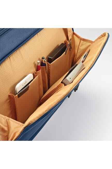 $230 Samsonite Kombi Flapover Legion Blue Nylon & Leather Briefcase Laptop Bag