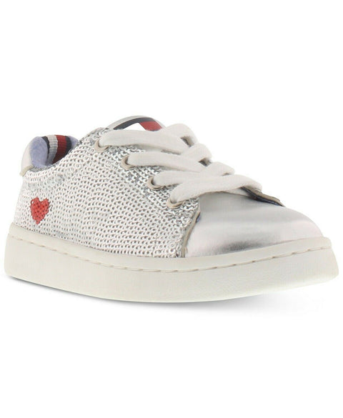 New Tommy Hilfiger Toddler Girls Alvina Poe Sneakers Lace Up Sequin Size 13 M
