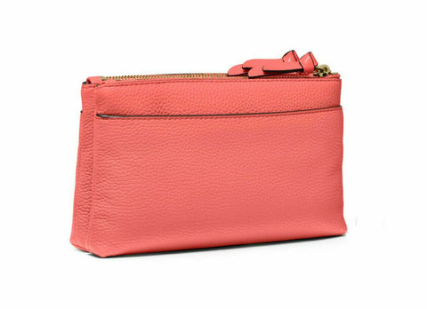 $148 Michael Kors Women Charm Medium Tab Double Zip Leather Phone Crossbody BAG