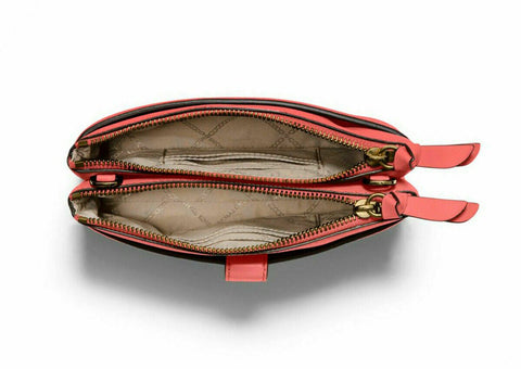 $148 Michael Kors Women Charm Medium Tab Double Zip Leather Phone Crossbody BAG