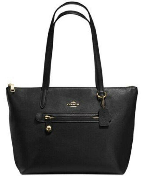 $295 COACH Women's Black TAYLOR Tote Shoulder Hand Bag Pebble Leather Large
