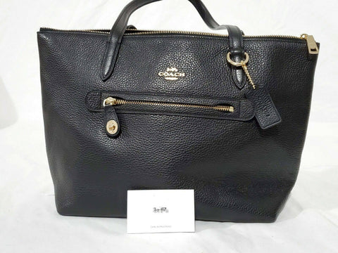 $295 COACH Women's Black TAYLOR Tote Shoulder Hand Bag Pebble Leather Large