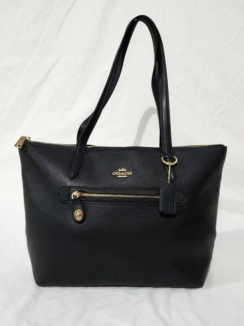 $295 COACH Women's Black TAYLOR Tote Shoulder Hand Bag Pebble Leather Large