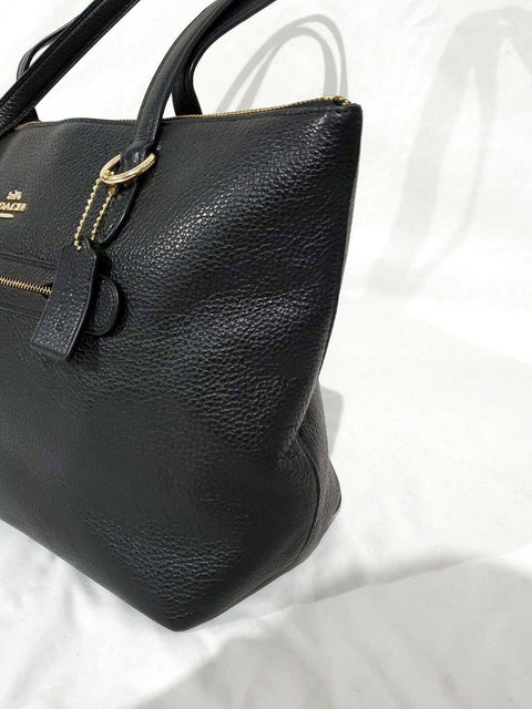 $295 COACH Women's Black TAYLOR Tote Shoulder Hand Bag Pebble Leather Large