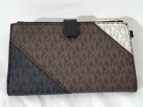 $148 MICHAEL KORS Women's Jet Set Signature Double Zip Wallet Wristlet Brown