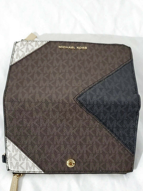 $148 MICHAEL KORS Women's Jet Set Signature Double Zip Wallet Wristlet Brown